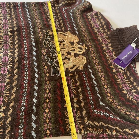 Ralph Lauren Collection Wool Sweater L Fair Isle Crest Cashmere Turtleneck $2490 - Picture 12 of 15